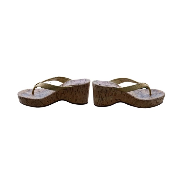 Tory Burch Suzy Metallic Gold Platform Wedge Thong Sandals 6 - Picture 6 of 10